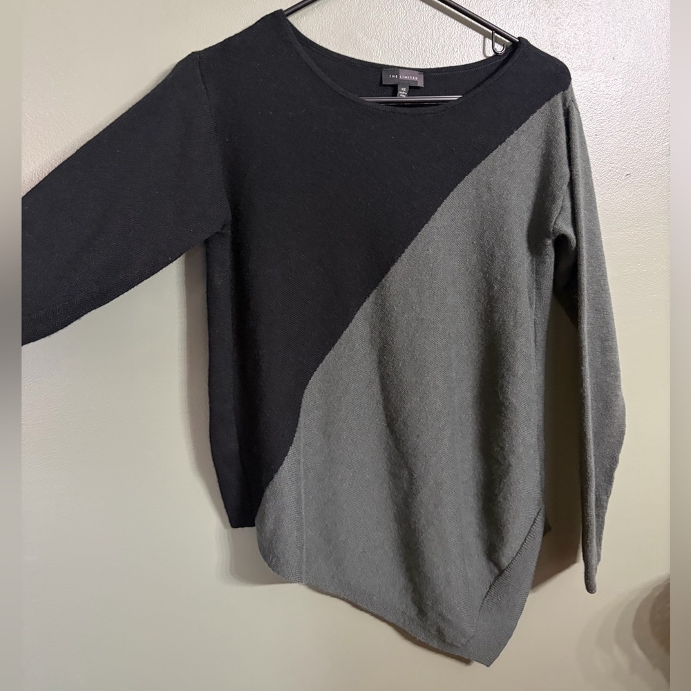 The Limited Black and Green Asymmetrical wool blend Sweater